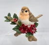 Set of 3 Robin and Poinsettia Christmas Figurines Festive Decoration Home Gift
