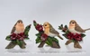 Set of 3 Robin and Poinsettia Christmas Figurines Festive Decoration Home Gift