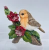 Set of 3 Robin and Poinsettia Christmas Figurines Festive Decoration Home Gift