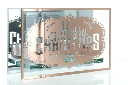 Winter Wonderland Christmas Double Candle Glass Tealight Holder Merry Christmas