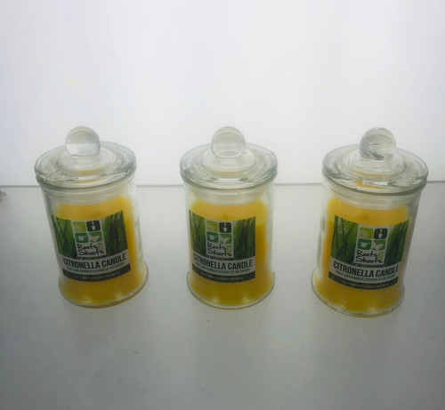 Set of 3 Glass Apothecary Jars Citronella Candles Set of 3 Glass Apothecary Jars Citronella Candles