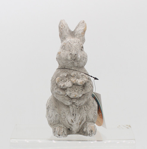 Stone Effect Rabbit with Flowers Garden Ornament Indoor/Outdoor Use Stone Effect Rabbit with Flowers Garden Ornament Indoor/Outdoor Use