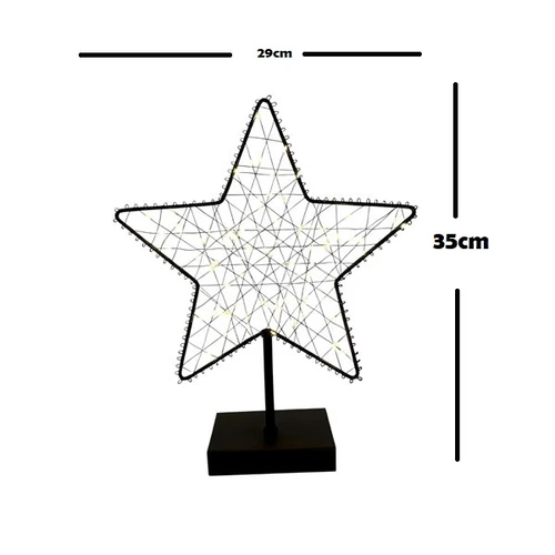 Xmas LED Black Star on Base LED 85 Fairy Lights Decor Home Battery Op Christmas