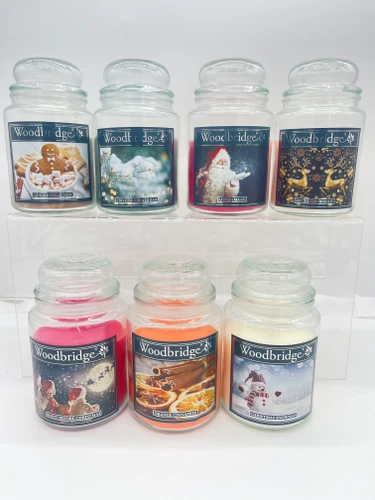 Large 500g Christmas Festive Scented Woodbridge Glass Jar Candles Choice of 7 Fragranc