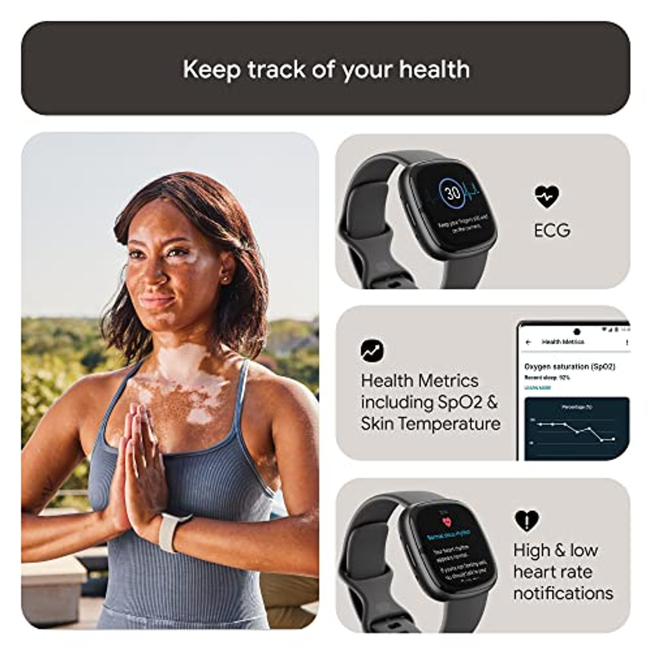  Fitbit Charge 5 Advanced Health & Fitness Tracker with Built-in  GPS, Stress Management Tools, Sleep Tracking, 24/7 Heart Rate and More,  Lunar White/Soft Gold, One Size (S &L Bands Included) 