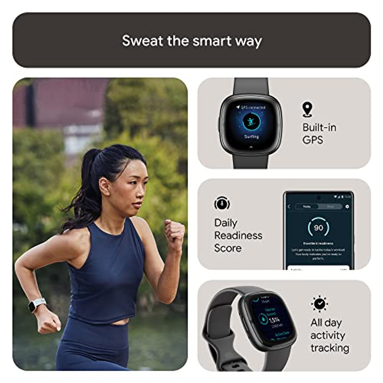 NEW Fitbit Sense 2 Advanced Health Fitness Tracker Smart Watch - Graphite -  Wearables