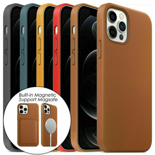 For iPhone 13 Pro Max Luxury Magnetic MagSafe Authentic Leather TPU Case Cover