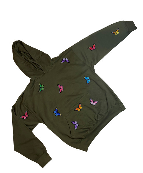 Butterfly Hoodie Army Green