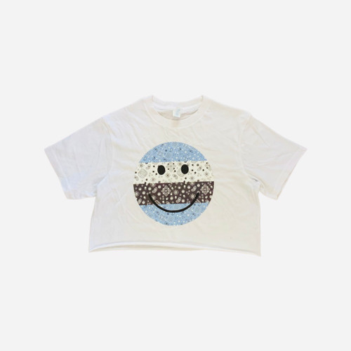 Cropped Smiley  Face T Shirt