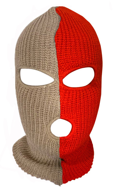 Ski Mask 49ers colors Red and Beige 3 holes Half Red Half Beige