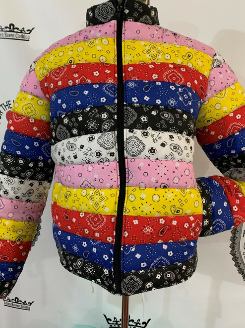 Multi colored Bandana Puffer Jacket
