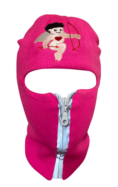 Cupid  Pink reflective zip up Balaclava , ski mask