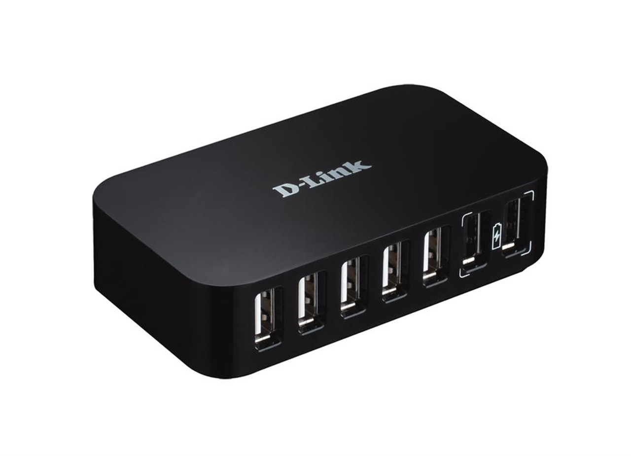 D-Link DUB-H7/B 7-Ports High Speed USB 2.0 Hub for Data Transfer and Charging