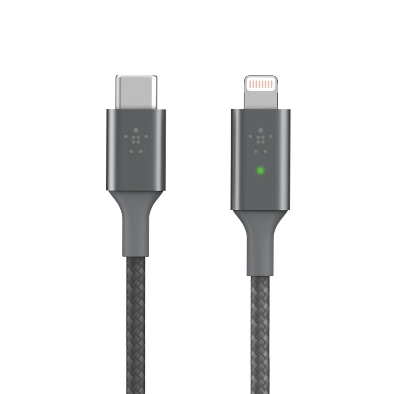 Belkin Smart LED USB-C to Lightning Gray cable for fast charging - compatible with CAA006BT04GR - tech accessories