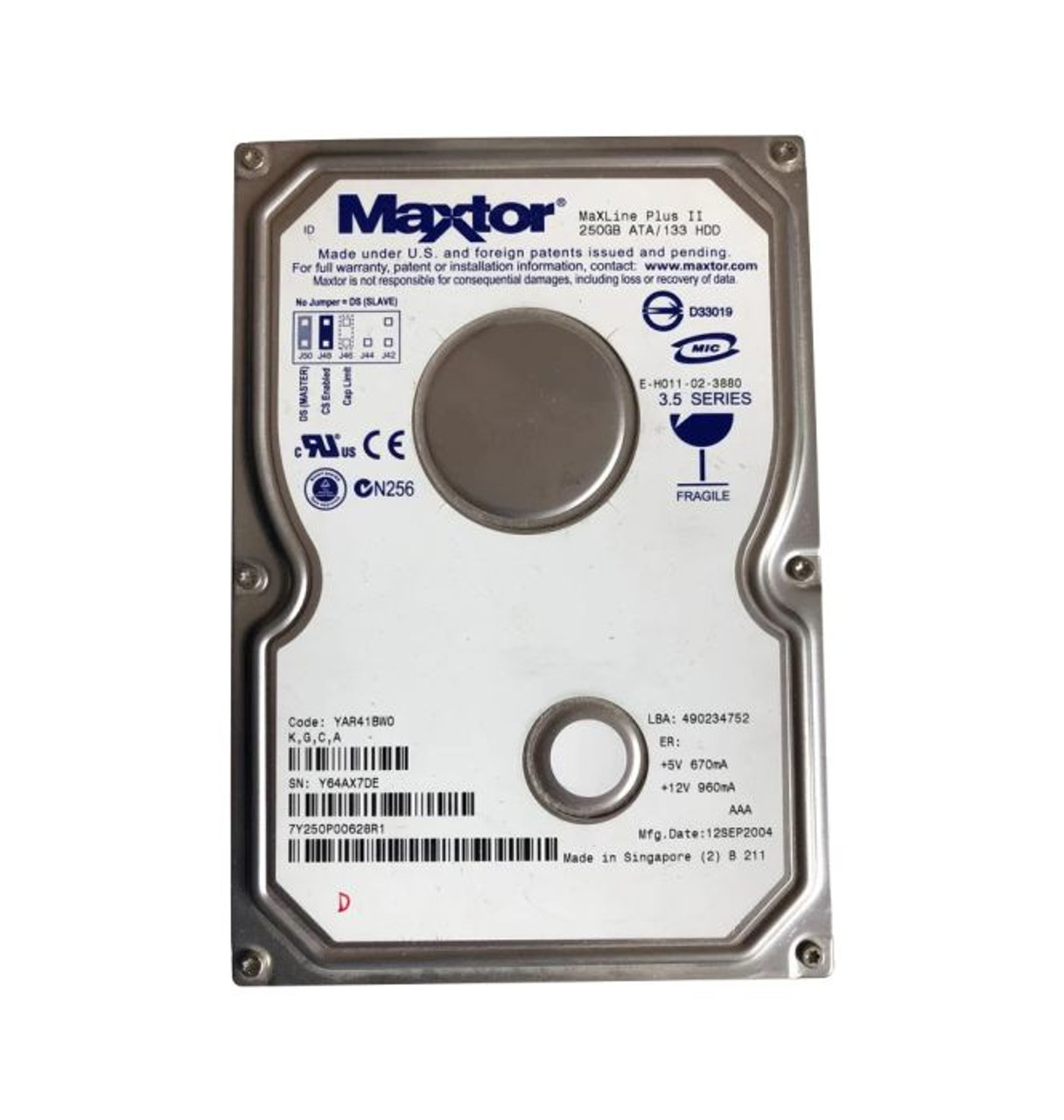 Maxtor DiamondMax Plus 8 40GB IDE Hard Drive 7200RPM 2MB Cache 3.5 ATA-6 - Compatible with IDE systems