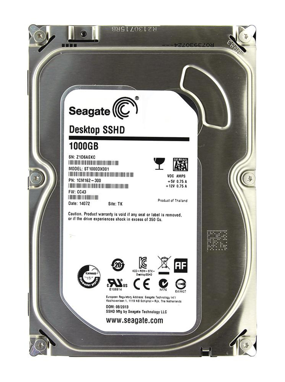 ST1000DX001 | Seagate | Desktop Sshd 1Tb 7200Rpm Sata 6Gbps 64Mb Cache 8Gb Ssd 3.5-Inch Internal Hybrid Hard