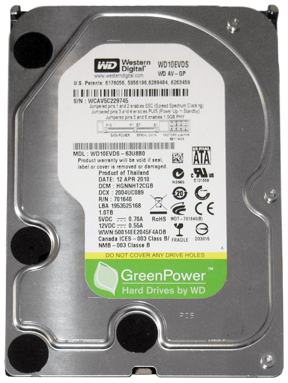 Western Digital Av-Gp 1Tb 5400Rpm SATA 3Gbps 32Mb Cache Internal Hard Drive for ProLiant DL360p Gen8 Servers