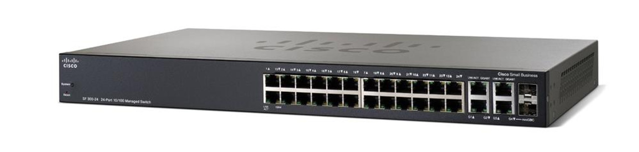 CISCO SF300-24 24-Port Gigabit Managed Switch for Rj-45 10/100/1000 Uplink - Networking Switches