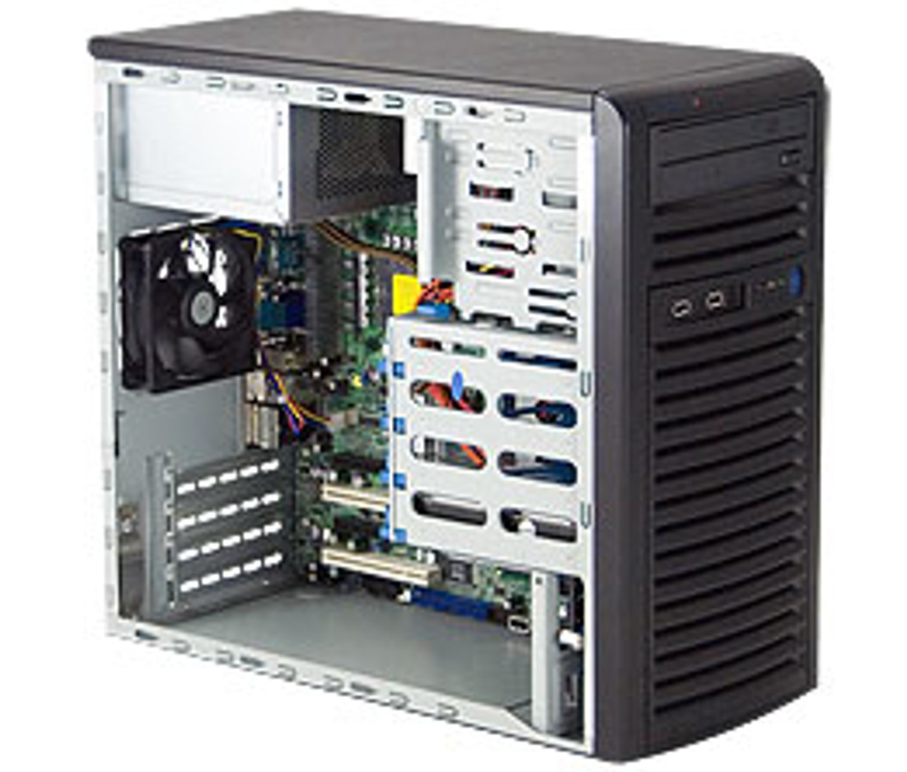 Supermicro DVM-LITE-DVDRW24-HBT Mini Tower Black 500W DVD-RW Drive mounted in server rack