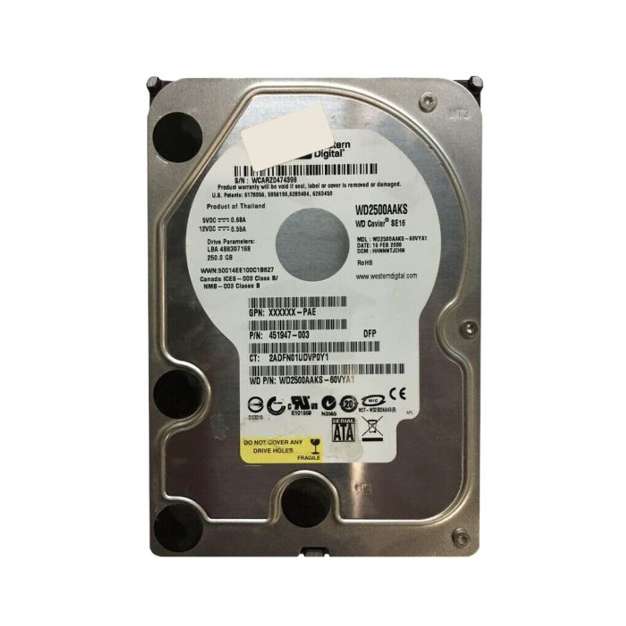 HP 250GB 7200RPM SATA 3GB/S 3.5 Hard Drive for ProLiant DL360p Gen8 Servers