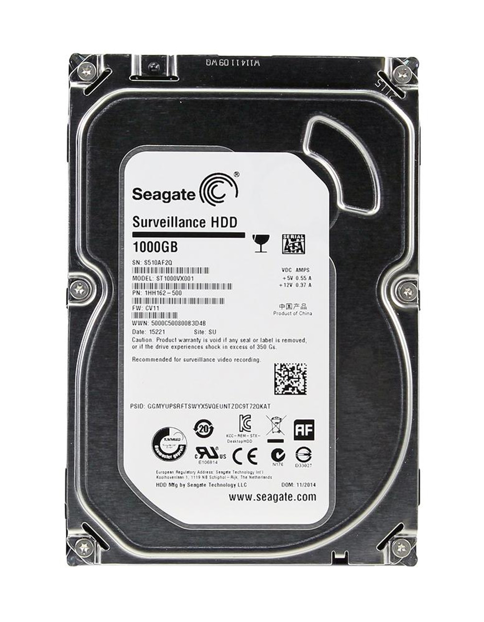 Seagate Surveillance 1TB 5900RPM SATA 6Gbps 64MB Cache Internal Hard Drive for Security Systems