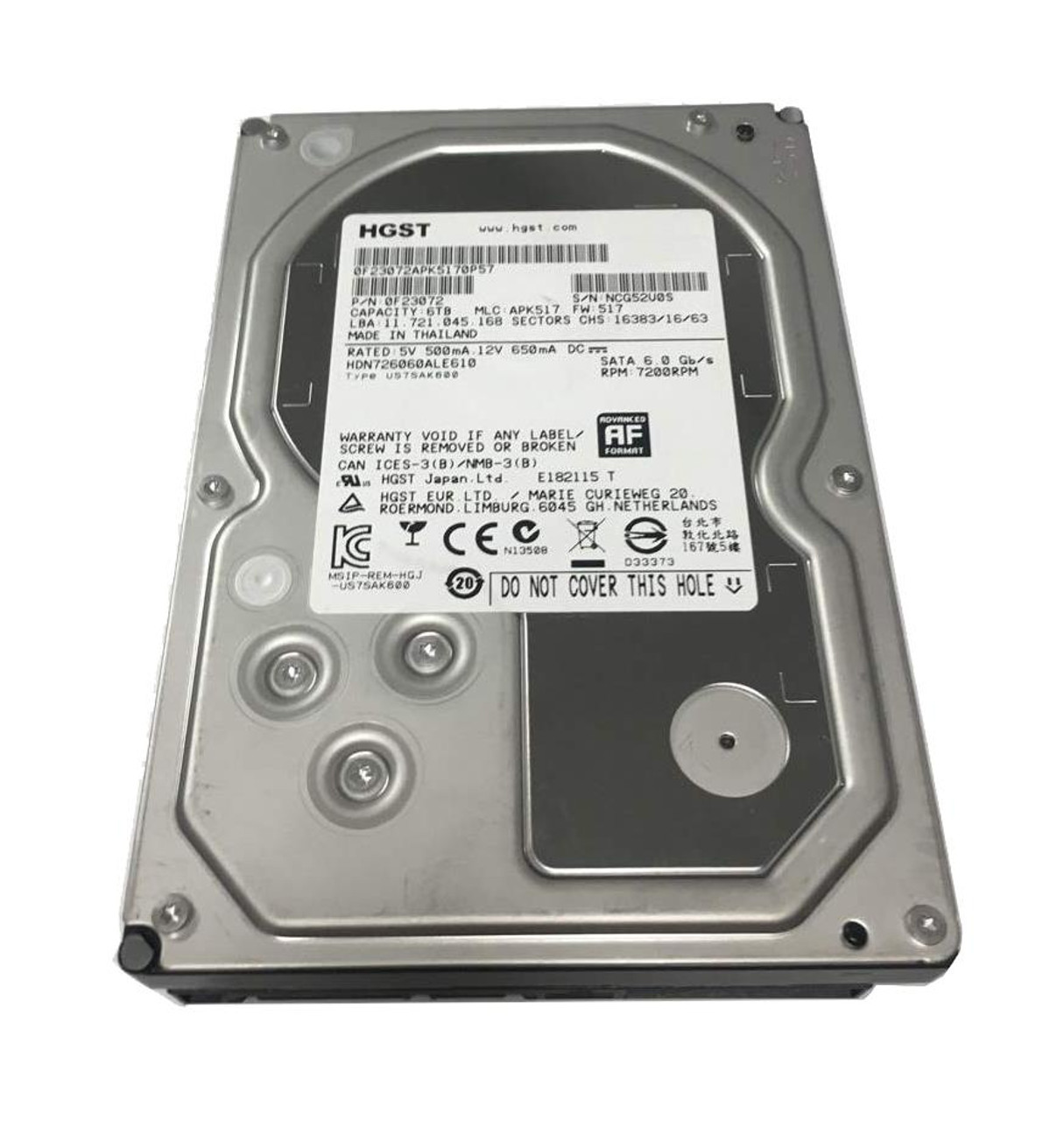 Hitachi HGST Deskstar NAS 6TB 7200RPM SATA 6Gbps 128MB Cache 3.5 Internal Hard Drive compatible with NAS systems
