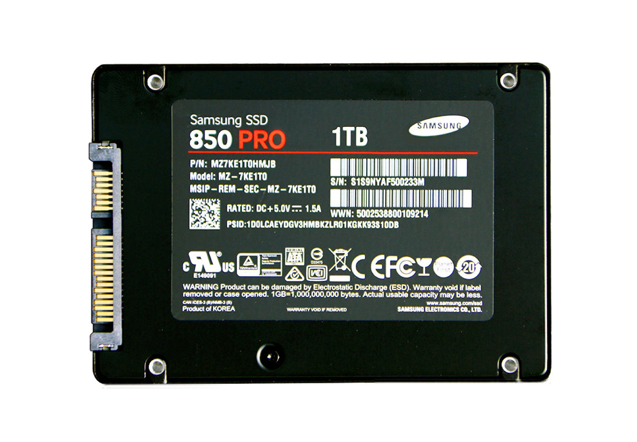 Samsung 850 Pro Series 1Tb MLC SATA 6Gbps SSD mounted in a server rack
