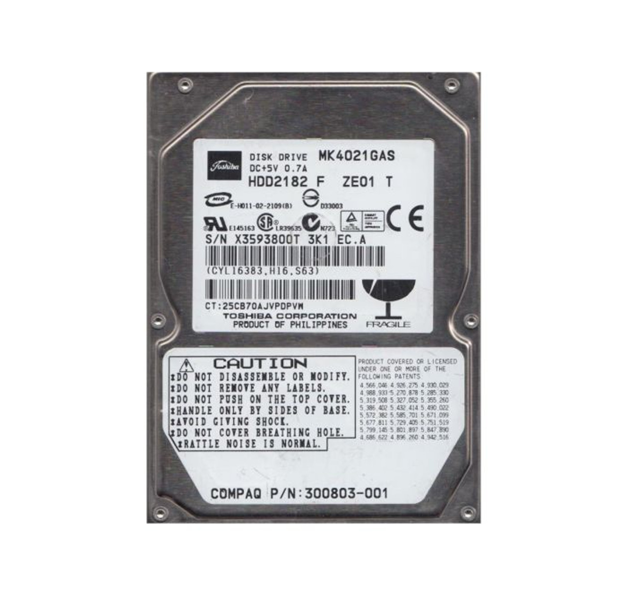 Toshiba 40Gb 4200Rpm IDE 2Mb Cache 2.5-Inch Hard Drive compatible with laptops