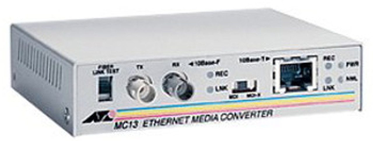 Allied Telesis AT-MC13-60 UTP RJ-45 to Fiber ST Ethernet Media Converter for seamless network connectivity.