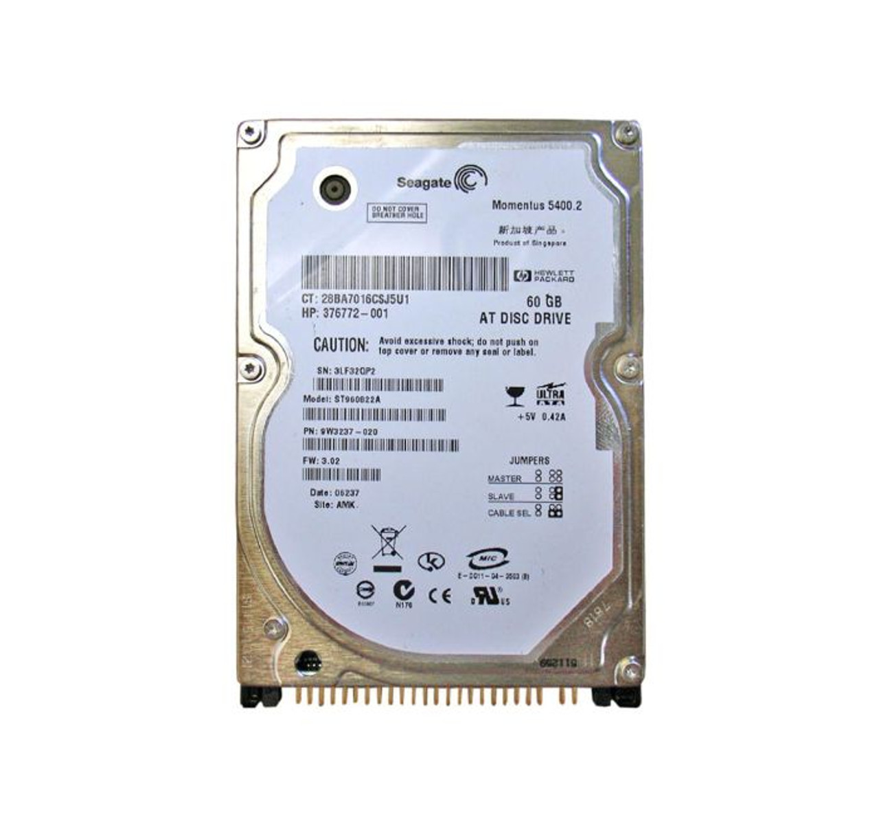 Seagate Momentus 5400.2 60GB 5400RPM IDE ATA-6 8MB Cache Hard Drive for Laptops