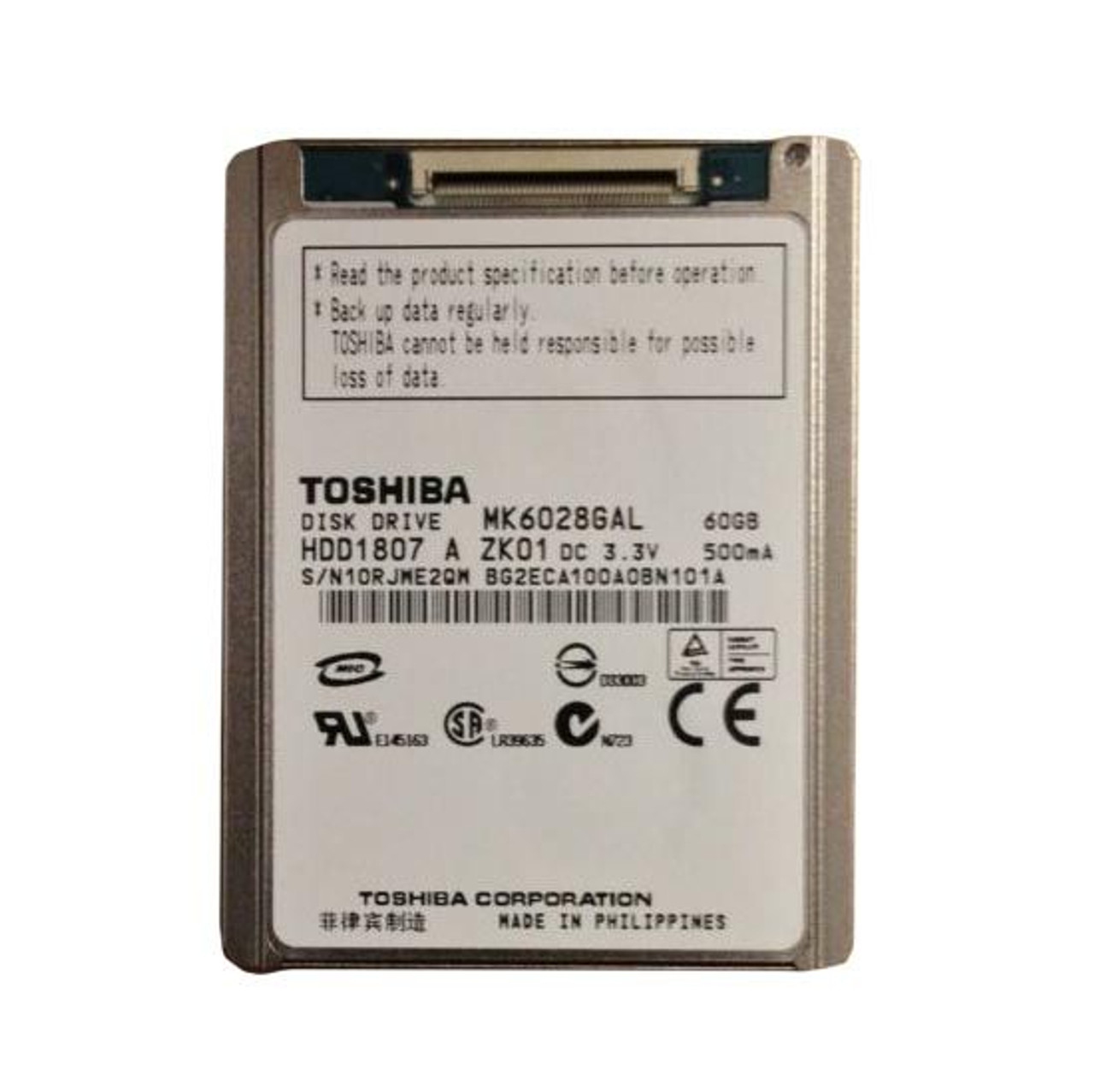 Toshiba MK6028GAL 60GB 1.8 Internal IDE Hard Drive for ProLiant DL360p Gen8 Servers