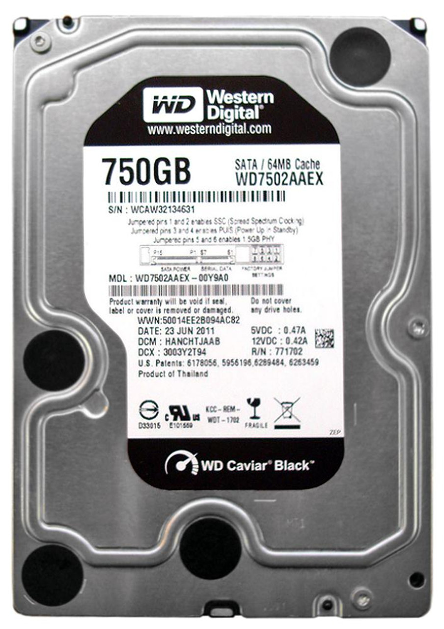 Western Digital Caviar Black 750Gb 7200Rpm SATA 6Gbps 64Mb Cache Internal Hard Drive - Compatible with servers
