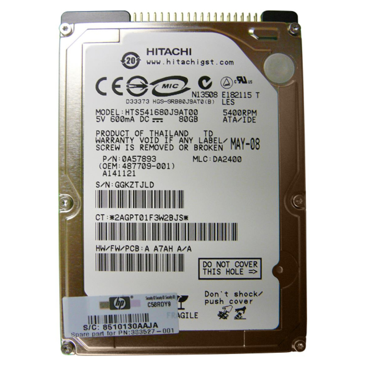 Hitachi TravelStar 5K160 80GB 5400RPM ATA-7 8MB Cache 2.5 Hard Drive compatible with laptops