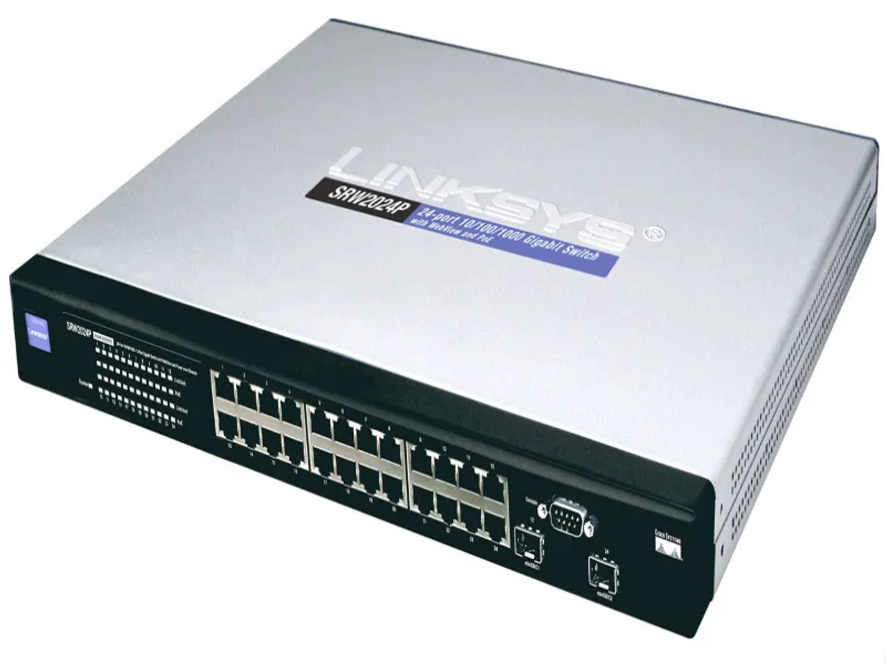 Linksys SRW2024P 24-Port Gigabit Managed Switch with WebView and PoE, ideal for networking in office settings