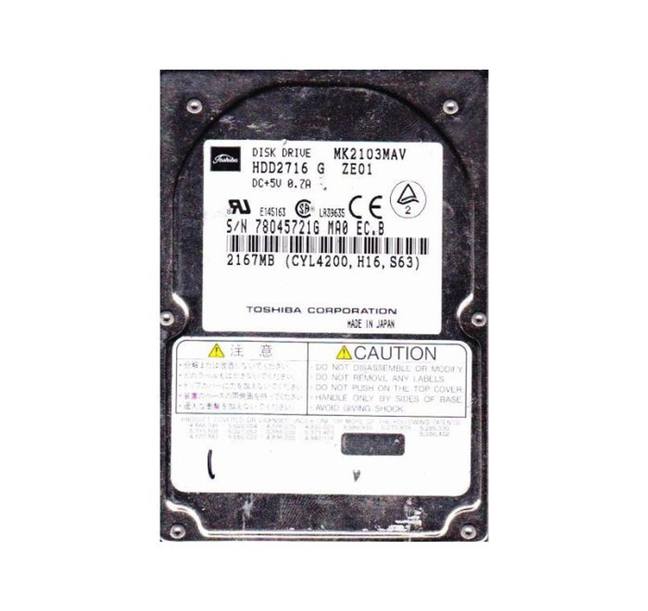 Toshiba 2.16GB 4200RPM IDE/ATA 128KB Cache 2.5-Inch Hard Drive for laptops