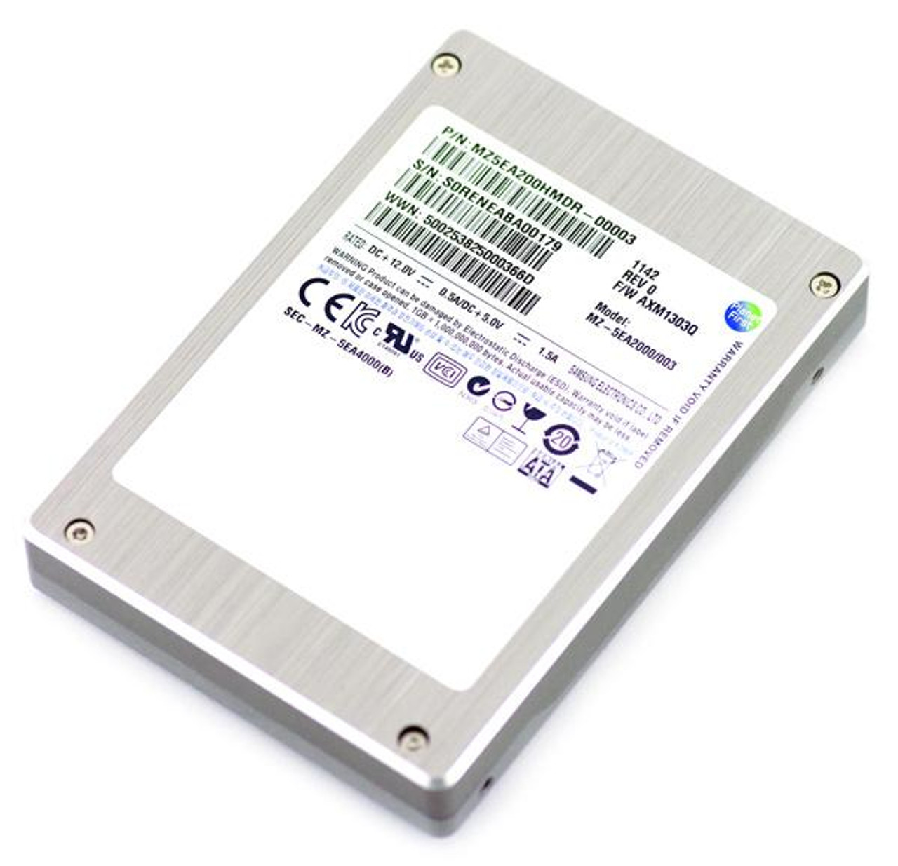 Samsung SM825 Data Center Edition 100Gb EMLC SATA 3Gbps SSD mounted in server rack