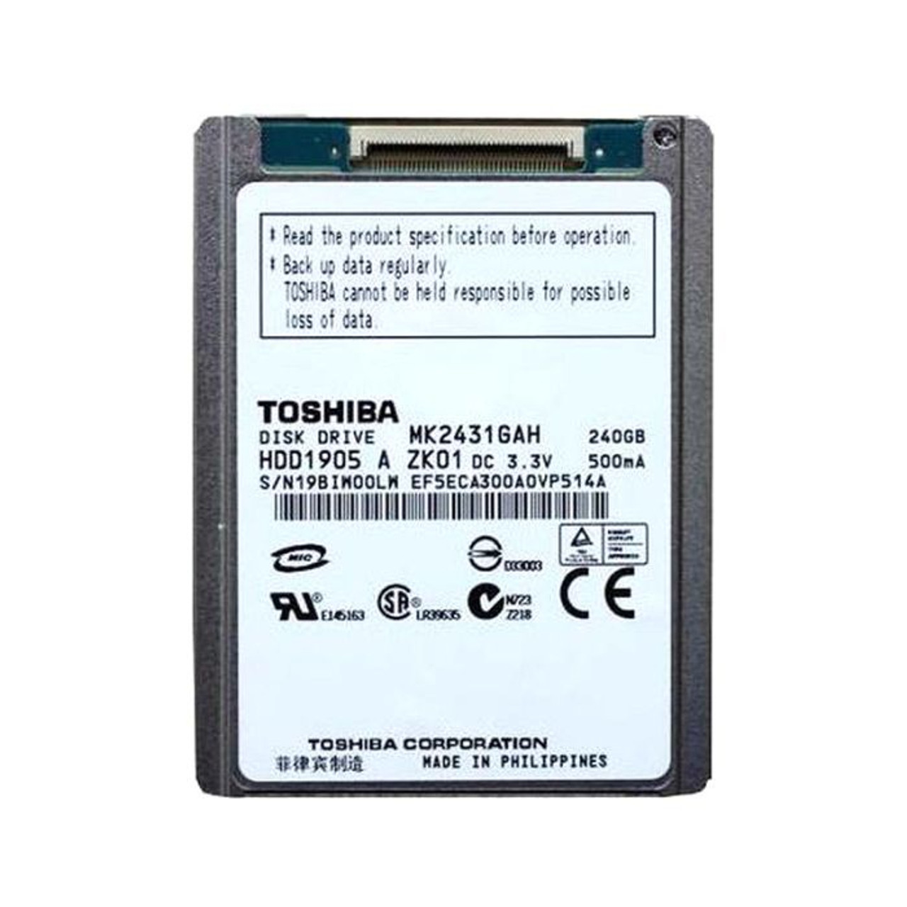 Toshiba 240GB 4200RPM ATA-100 8MB Cache 1.8-Inch Internal Hard Drive compatible with laptops