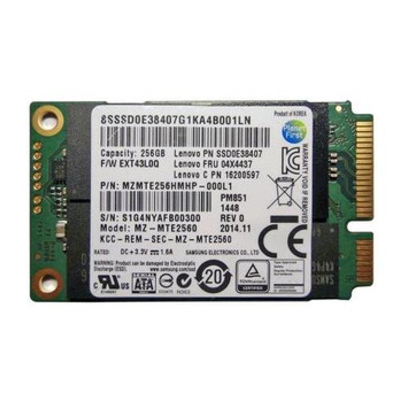 Lenovo 256Gb TLC SATA 6Gbps mSATA Internal Solid State Drive for Yoga 2 Pro Series - 04X4437