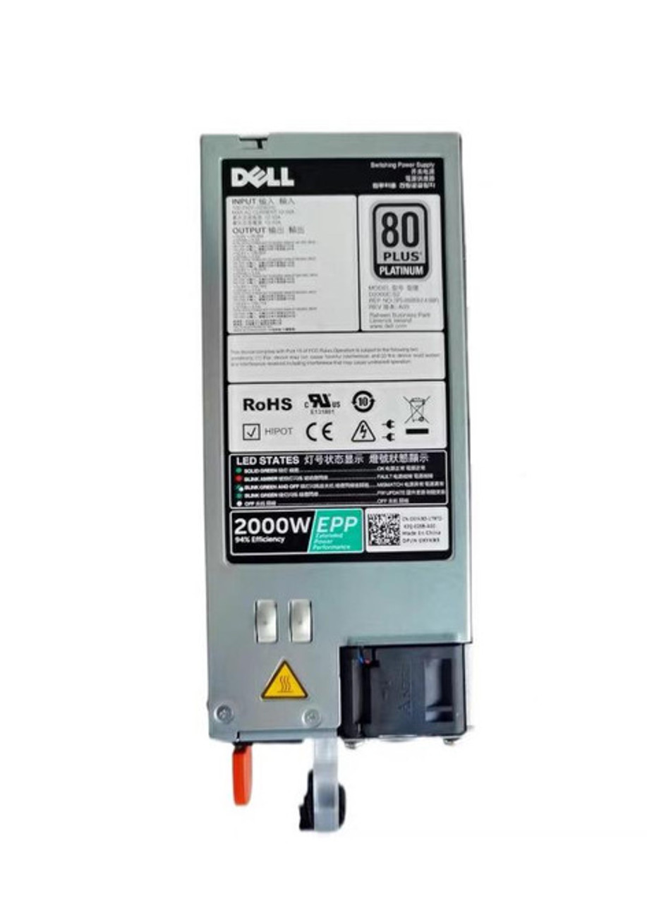 Dell 2000-Watt 80 Plus Platinum Power Supply for PowerEdge C4130 - High-efficiency PSU compatible with Dell servers