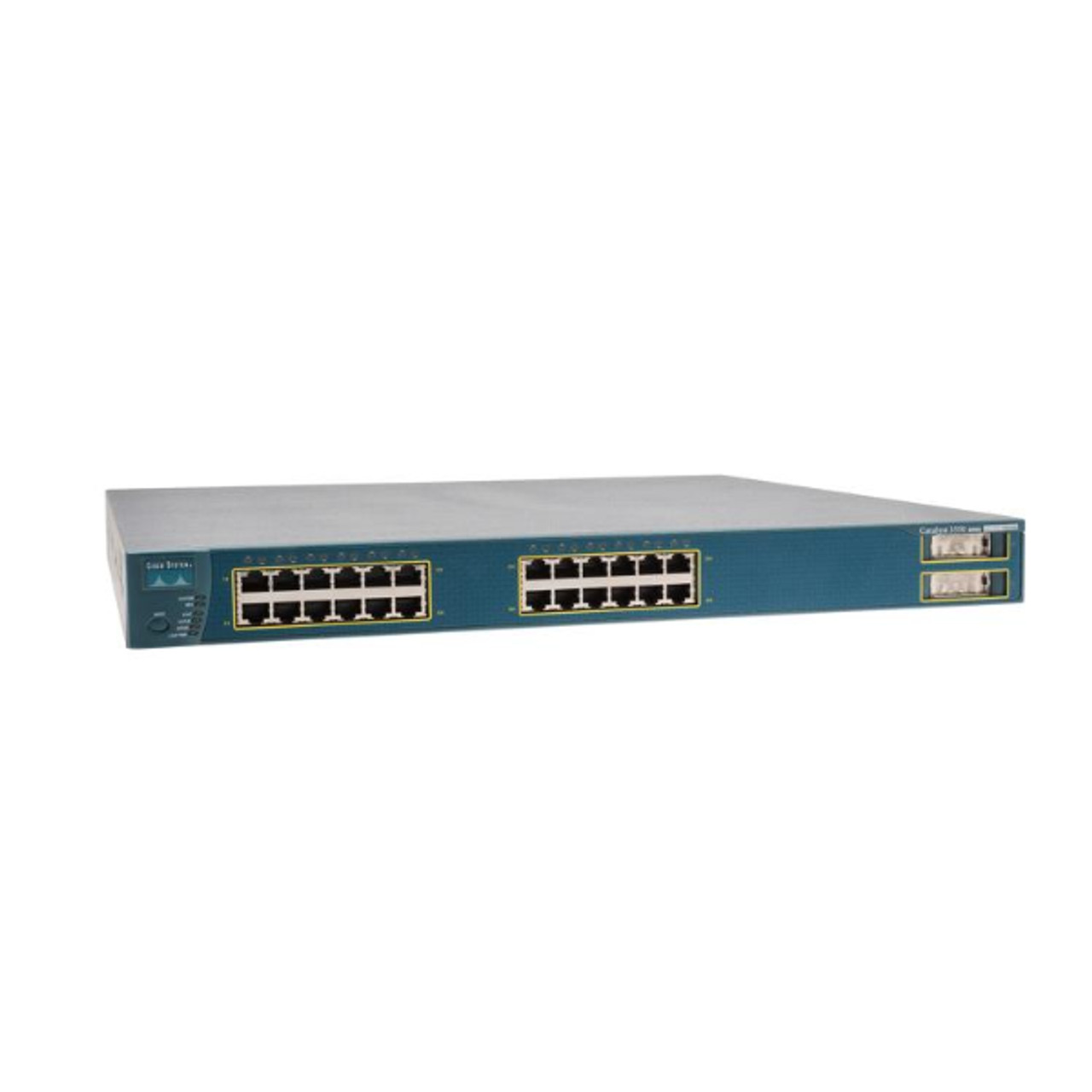 Cisco Catalyst 3550 24 Ports 10/100 Inline Power + 2 GBIC Ports Switch mounted in a server rack