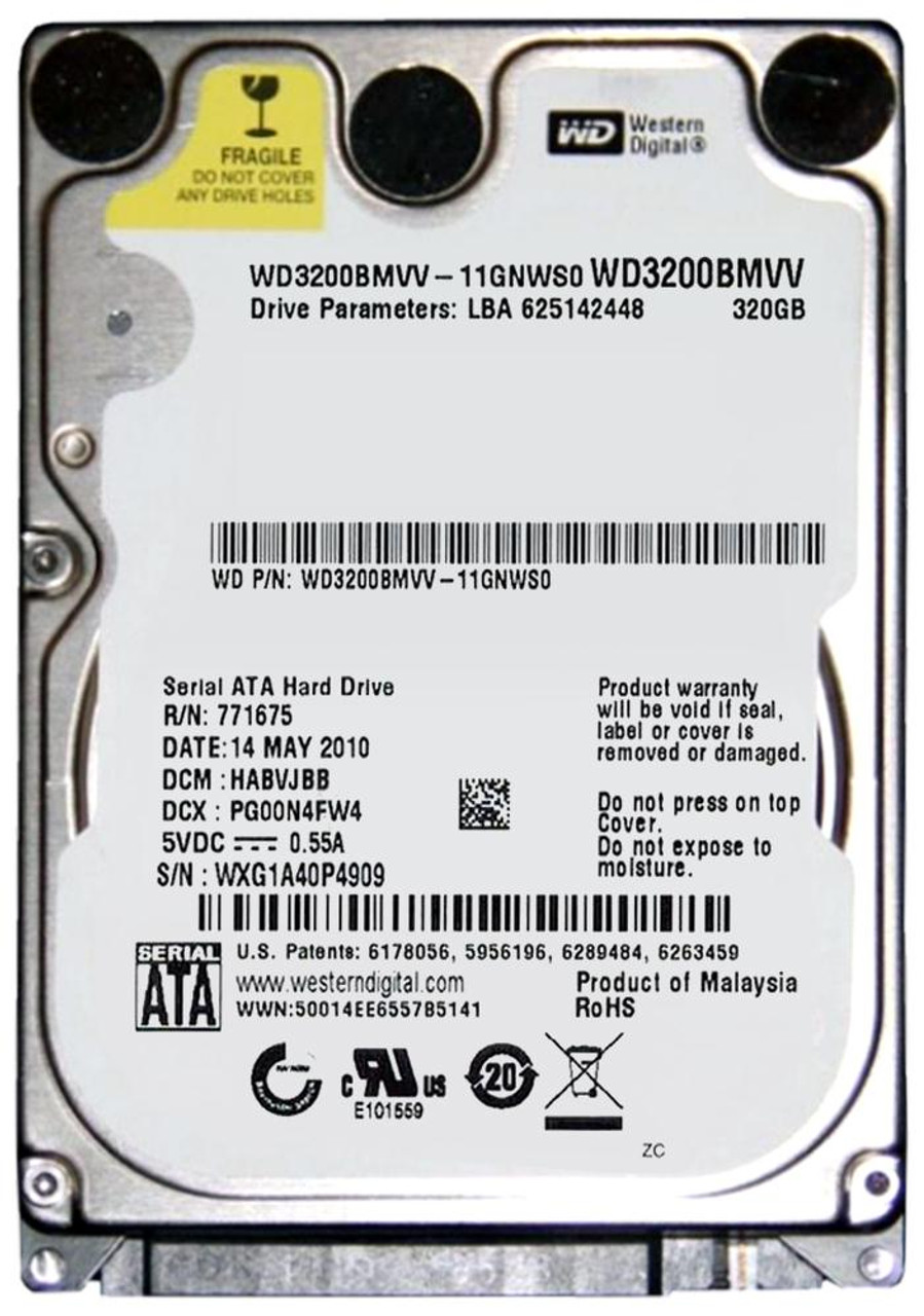 Western Digital 320Gb 5400Rpm USB 2.0 2.5-Inch Internal Hard Drive mounted in a laptop