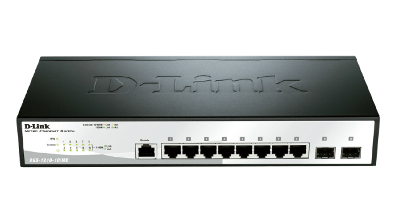 D-Link DGS-1210-10/ME L2 Gigabit Ethernet Network Switch for 1U Rack - Black/Gray
