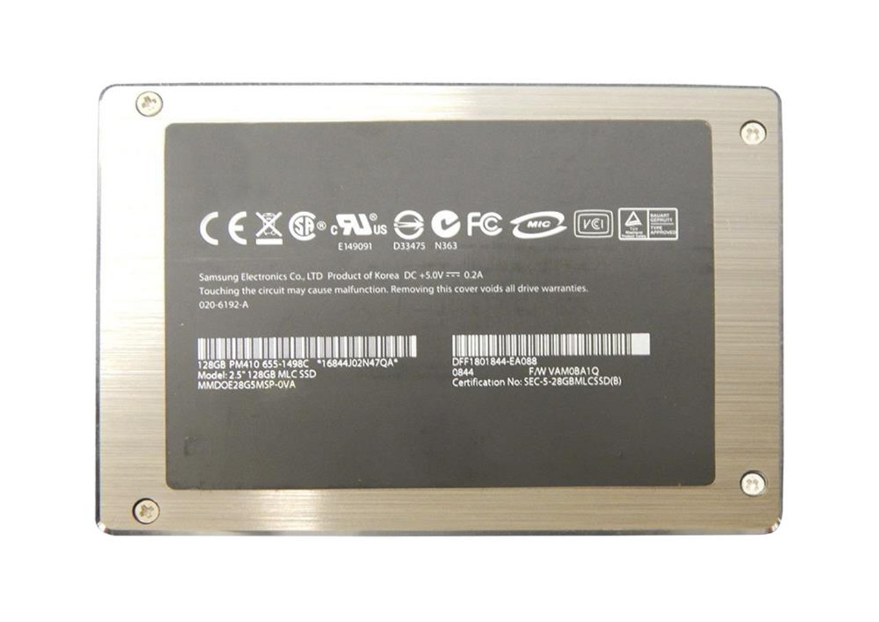 Toshiba Samsung PM410 Series 128GB MLC NAND Flash SATA 3Gbps SSD mounted in 2.5-inch internal drive slot