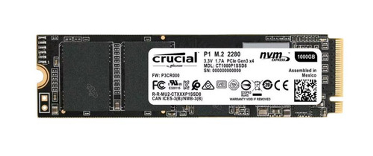 Crucial P1 Series 1TB NVMe M.2 SSD | CT1000P1SSD8-E5 | Internal Solid State Drive | PCI Express 3.0 x4 | QLC Technology