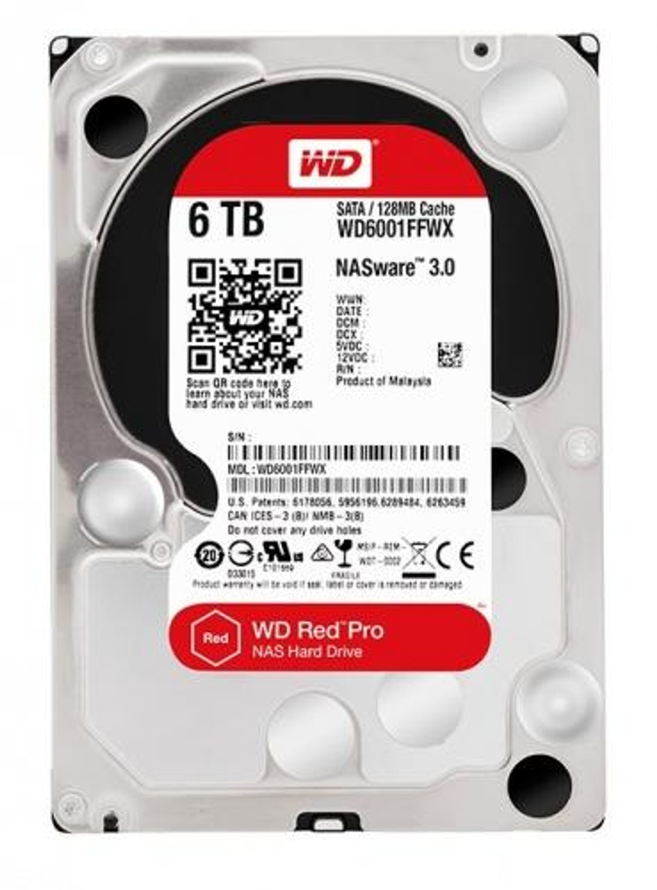 Western Digital Red Pro 6TB SATA Hard Drive for Servers - 7200RPM 128MB Cache 3.5 WD6001FFWX