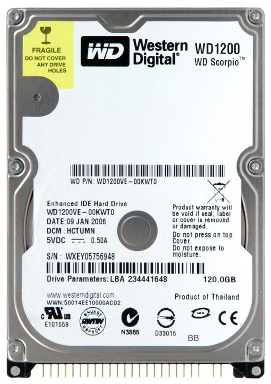 Western Digital Scorpio 120Gb 5400Rpm 2.5-Inch Internal Hard Drive for ATA-100 with 8Mb Cache