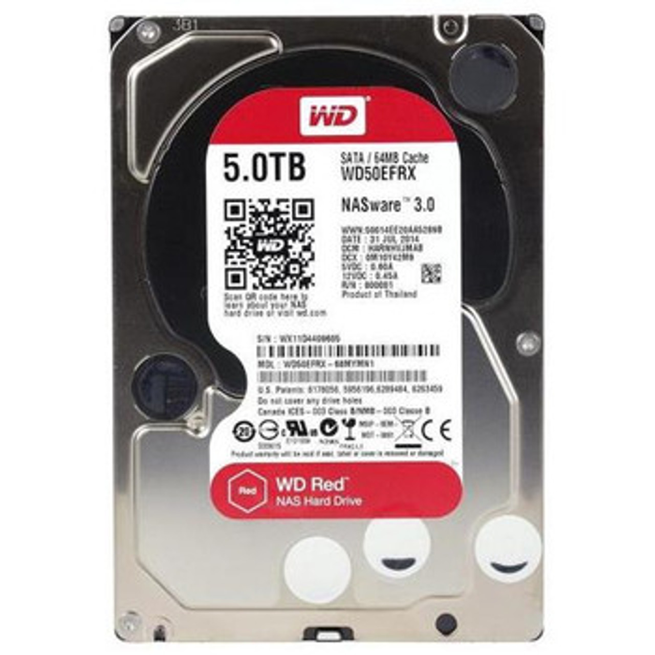Western Digital 5TB Red Hard Drive 3.5 5400RPM SATA 6.0 Gbps 64MB Cache - Compatible with servers