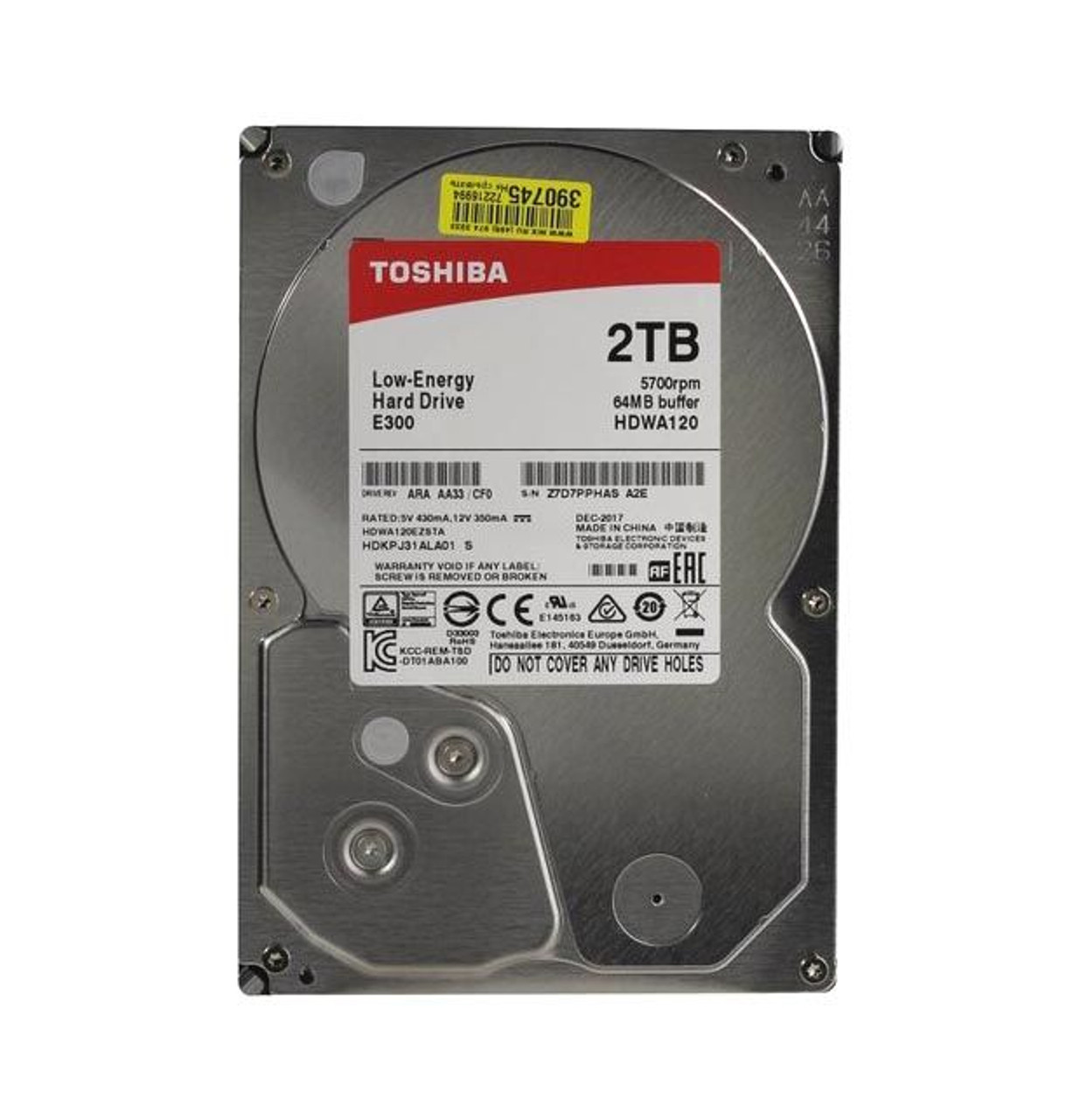 Toshiba 2TB SATA Hard Drive 5700RPM 6Gb/s 64MB Cache 3.5 - Compatible with Servers