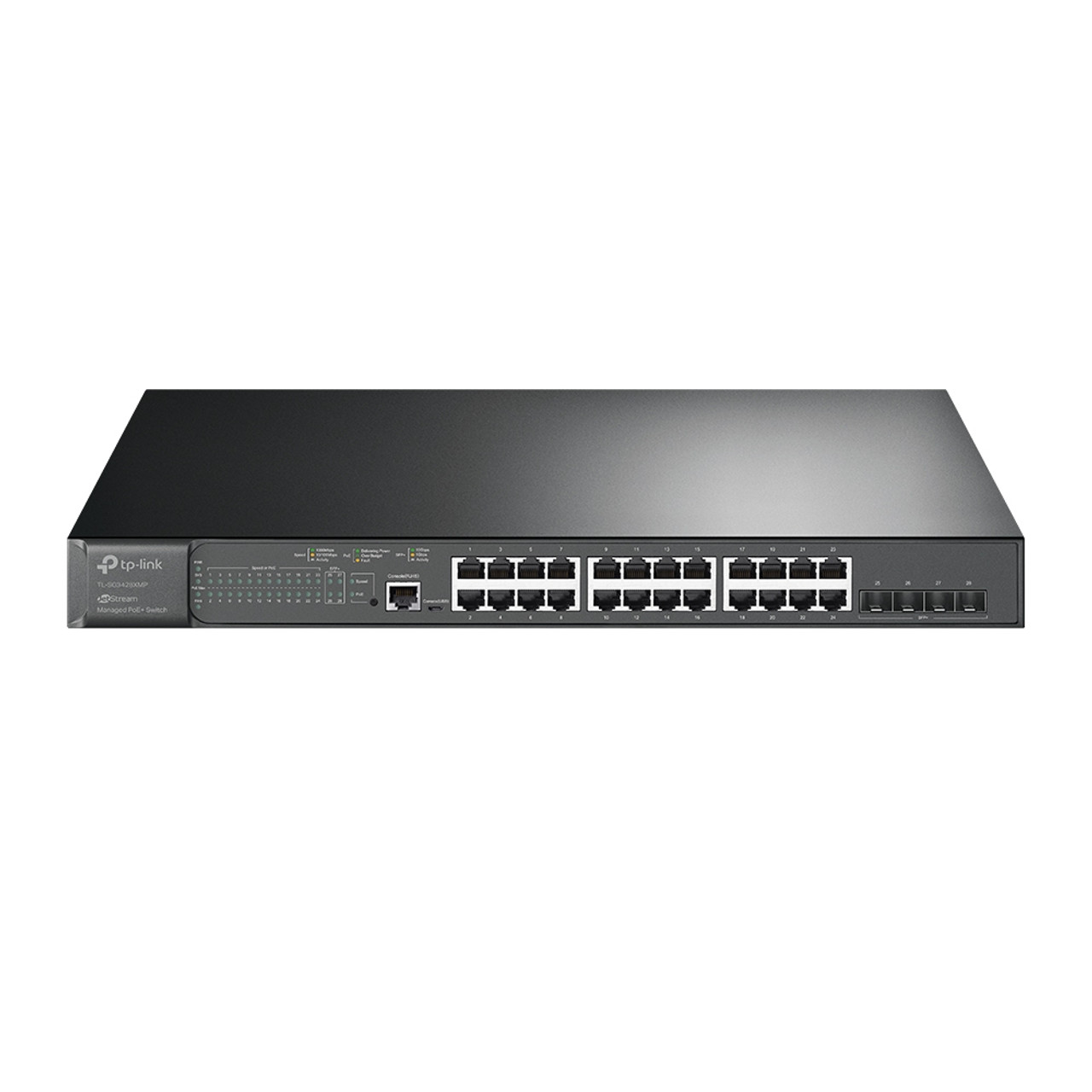 TP-Link TL-SG3428XMP Managed L2/L3 Gigabit Ethernet Switch with PoE, 1U Black - Compatible with Network Servers
