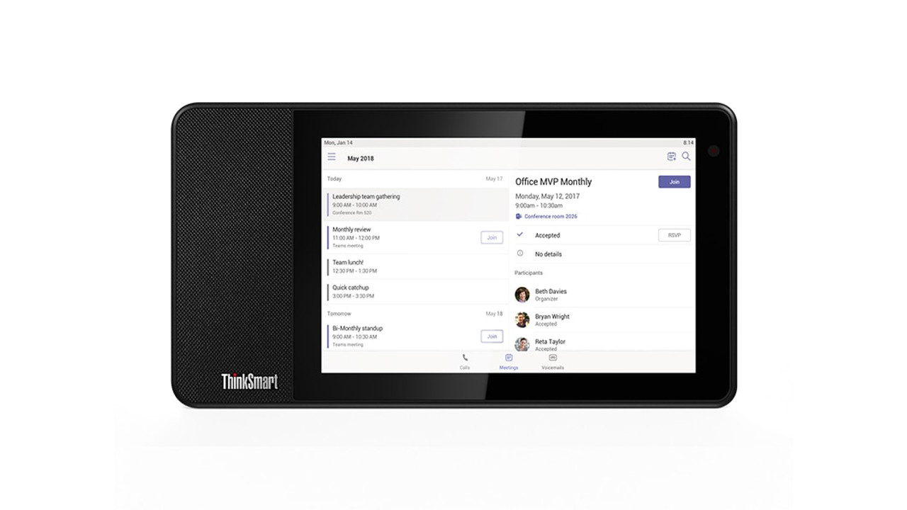 Lenovo ThinkSmart View ZA690000US smart display for video conferencing in office setting